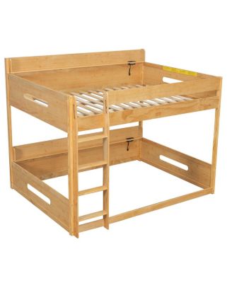 Queen over Queen Bunk Bed with Storage Shelves and USB Ports