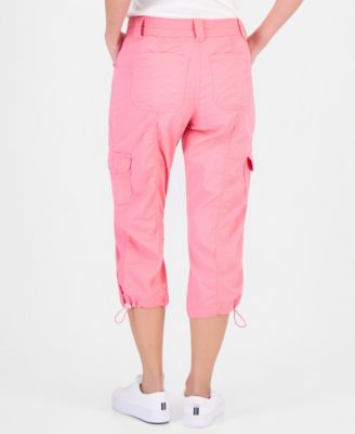 Petite Mid-Rise Cargo Capri Pants