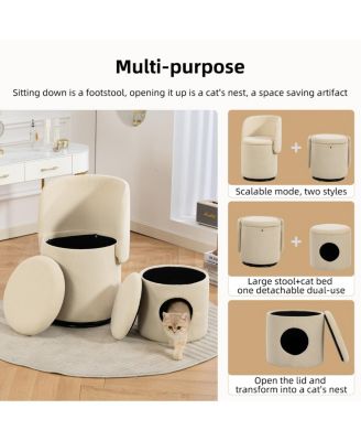 Streamdale Stylish Swivel Barrel Chair with Storage & Free Cat Bed