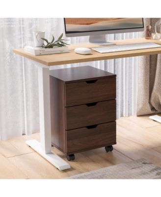 3-Drawer Vertical Filing Cabinet, Wood Mobile File Cabinet, Storage Cabinet with Wheels, Under Desk for Home Office