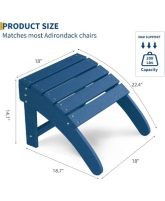 HDPE Adirondack Ottoman Foot Rest, Weather Resistant Outdoor Footstool for Adirondack Chair