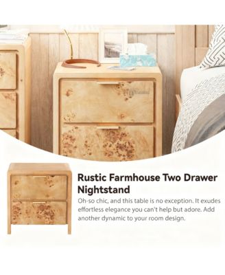YIGII Rustic Nightstand, Farmhouse Style, No Assembly, Durable