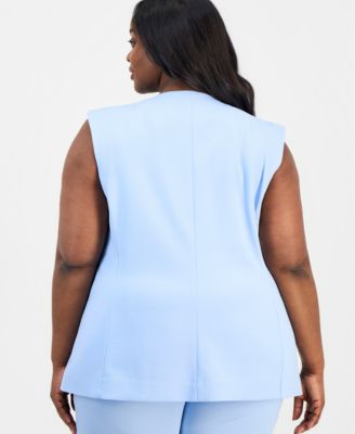 Plus Size Round-Neck Button-Front Vest