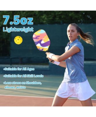 Pickleball Paddles Set of 4 USAPA Approved Carbon Fiber, 7.5OZ Lightweight Honeycomb Core, 4 Pickleball, Portable Bag for Beginners