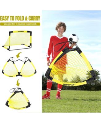 2 Set Pro-Grade Kids Backyard Soccer Goal, Tear-Resistant 5-Layer Polyester Net, Portable Pop Up Training Set