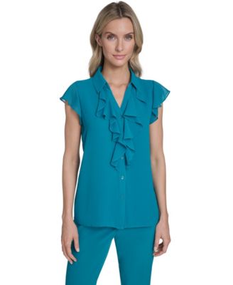 Petite Short-Sleeve Ruffle Top