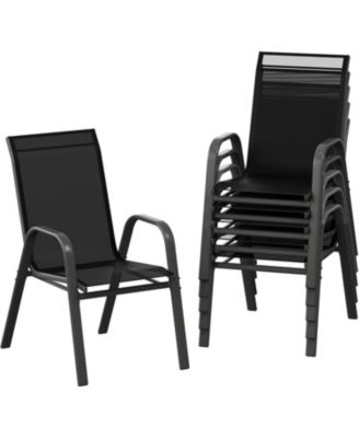 Patio Chairs Set of 6, Outdoor Stackable Dining Chairs with Textilene Fabric