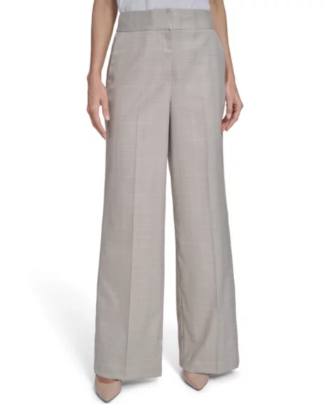 Petite Wide-Leg Fashion Pants - Latte Multi