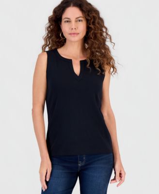 Women's Cotton Split-Neck Tank Top