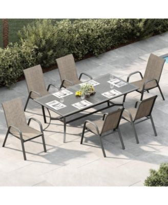 Patio Chairs Set of 6, Outdoor Stackable Dining Chairs with Textilene Fabric