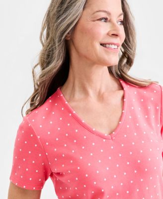 Women's Printed Short-Sleeve V-Neck Top