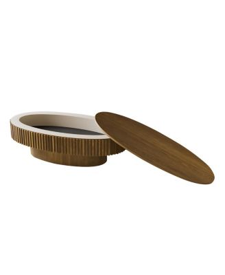 Streamdale 47" Oval Storage Coffee Table - Solid Wood Veneer, Brown