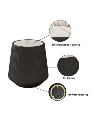 Streamdale Modern Leather Sofa Coffee Table with Sintered Stone Top