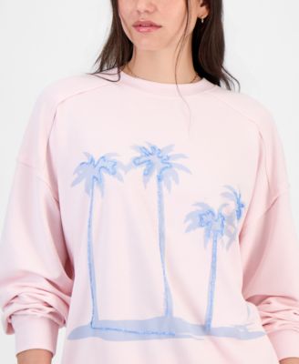 Juniors' Beaded Graphic-Print Sweatshirt