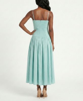 Women's Shirred Drop Waist Square Neck Dress