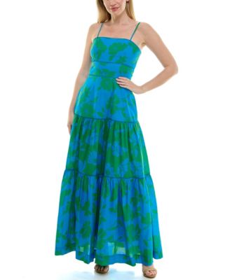 Women's Tiered Square Neck Floral Dress