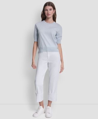 Women's Elbow-Sleeve Crew Neck Sweater