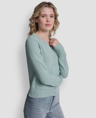 Women's Crewneck Front-Enamel Button Cardigan