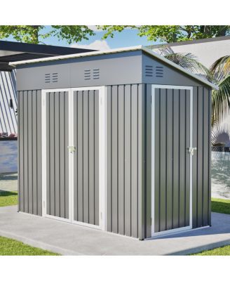 4x8 Slope-Roof Reinforced Storage Shed with Weatherproof Roof & Vents