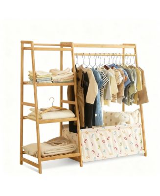 YIGII Children's 5-Tier Storage Rack with Hanging & Concealed Toy Bag ...