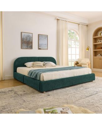 Streamdale King Size Upholstered Bed Frame with Curved Headboard & Drawer Storage