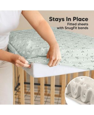 2pk Soothe Waterproof Fitted Crib Sheets for Girl, Boy, 100% Soft Cotton Crib Mattress Protector Sheet