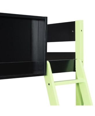  Full Size Wood Loft Bed with Desk, Ample Storage Space