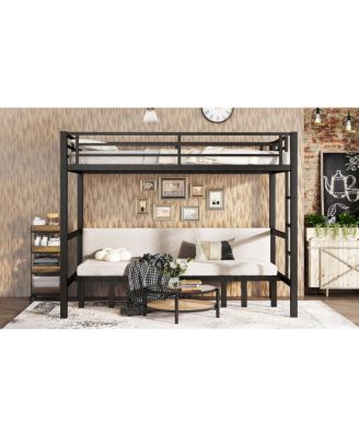 Twin XL over Twin XL pull-out Metal Bunk Bed with safety rails
