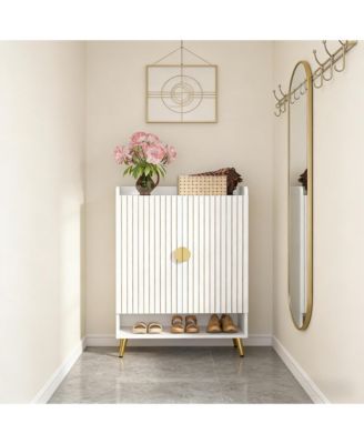 7-Tier Shoe Cabinet, Wooden Shoes Rack, Shoe Storage Organizer with Doors and Adjustable Shelves for Entryway, Hallway
