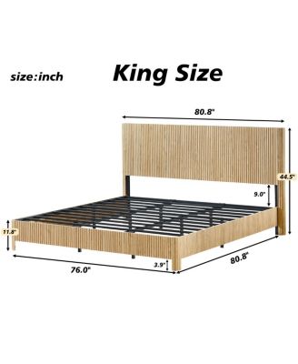  Rustic Oak King Bed Frame with Curved Profile