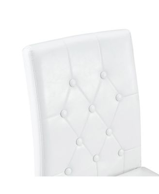 Streamdale 2-pack white PU ergonomic dining chairs with metal legs