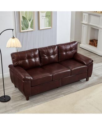 79" Three Seater Sofa, Modern Faux Leather Couch with Storage