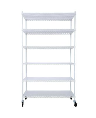 6-Tier Metal Wire Shelving Unit, Heavy Duty Adjustable Storage Rack with Wheels, Shelf Liners, 6000lbs Capacity for Commercial Grade