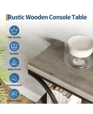 39 Narrow Console Tables for Entryway, Industrial 3-Tier Sofa Table with Round Metal Base and Storage Shelves for Living Room, Hallway, Foyer