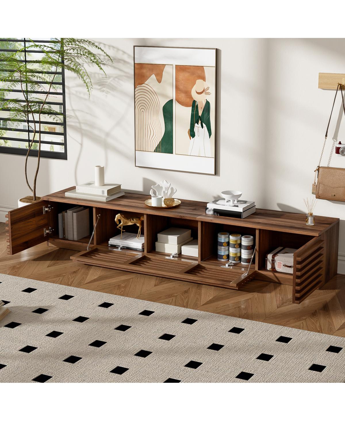 Streamdale Furniture 70" Modern Tv Stand for TVs up to 80" with Cable Management & Soft-Closing Hinges