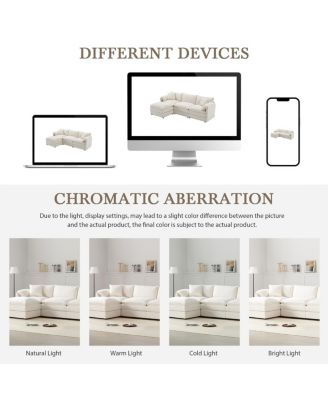 Chenille Modular Sectional Sofa with Deep Wide Seat & Double Cushions