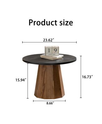 Round Coffee Table - Sturdy Wooden Tea Table for Living Room