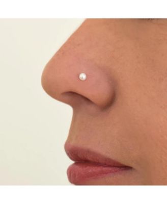 Solid 14K Freshwater Cultured Pearl Nose Stud