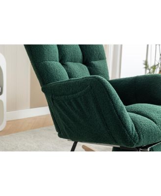 Teddy Fabric Leisure Rocking Chair with Adjustable Footstool