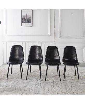 5pcs Dining Set, Metal Leg Table, Mid-century MDF Top, Pedestal Table