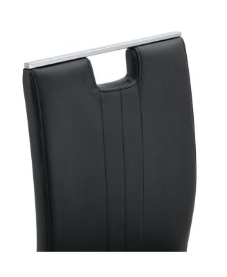 Set of 2 black PU bow-shaped chairs for industrial/modern homes