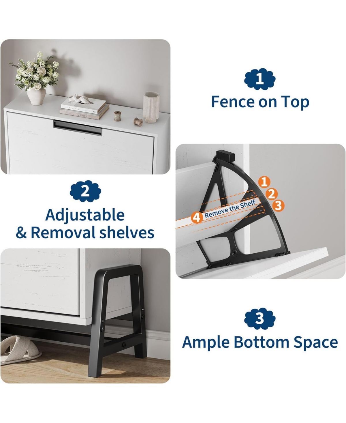 gaomon 2 Drawer Wooden Flip Door Narrow Shoe Storage Cabinet with Adjustable Shelf and Metal Legs