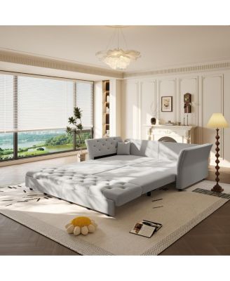 Sofa Bed with Handmade Fabric Flower Design.