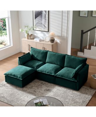93.31" Modular Sectional Sofa Couch, Modern L-shaped Sofa with Movable Ottoman, 4-Seater.