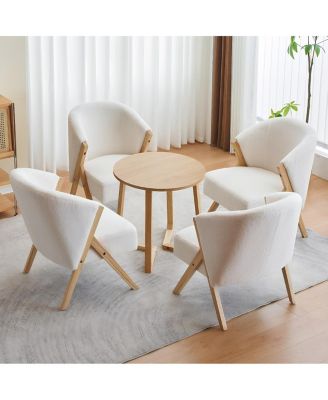 24" Round Mid Century Modern Solid Wood End Table with V-Shaped Legs