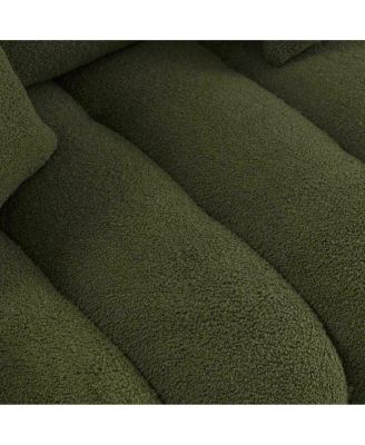 Teddy Fabric Sofa with 3 Pillows & Cushions, Solid Wood Frame