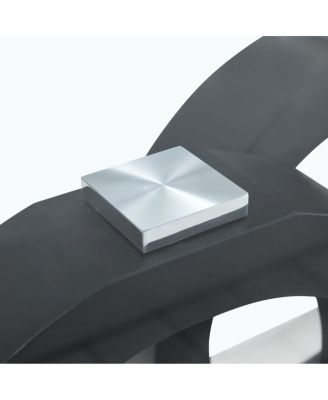 Modern Glass Top Coffee Table with Black Base - 47.2" L