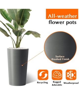  2 Pack 21.7" Tall Square Planters for Outdoor Plants