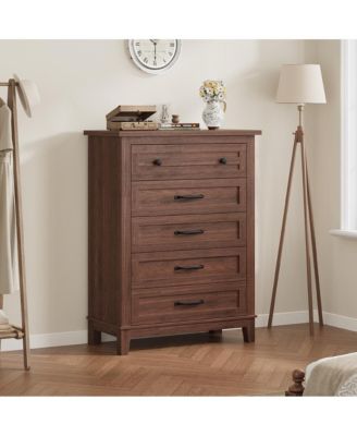 5 Dresser for Bedroom, 41.3 in Tall Vertical Drawer Dresser with Large Storage, Freestanding Wooden Closet Chest for Bedroom, Living Room