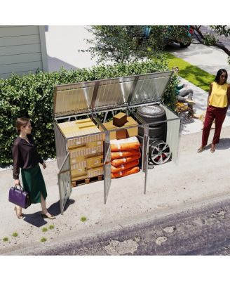 Garbage Bin Shed for 3 Cans, Lockable, Waterproof